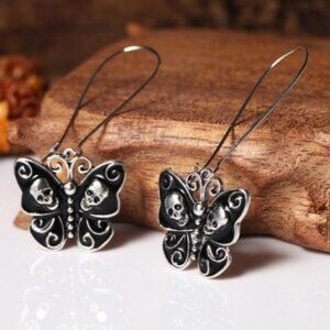 Halloween Butterfly Skull Dangle Earrings